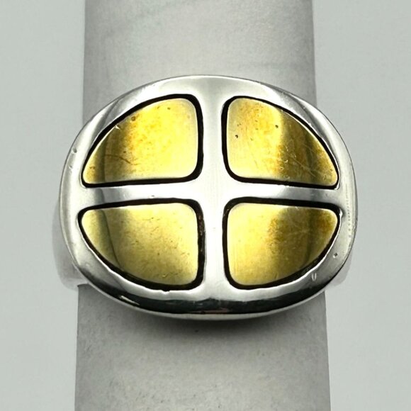 Robert Lee Morris RLM Studio 925 Sterling Two-Tone Signet Band Ring Size 7.25 - Picture 1 of 8
